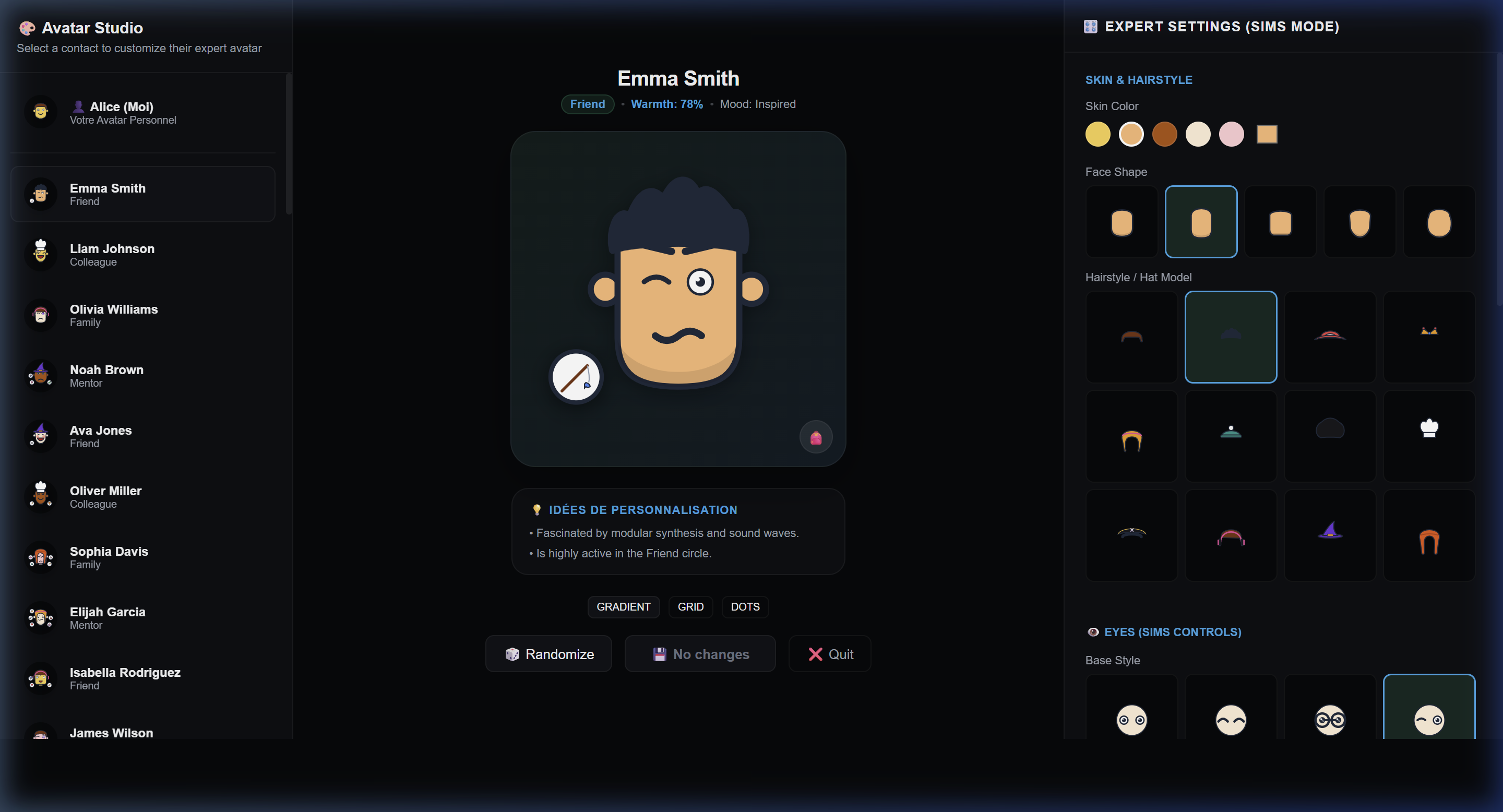 MnemoArchipel — estudio de avatar