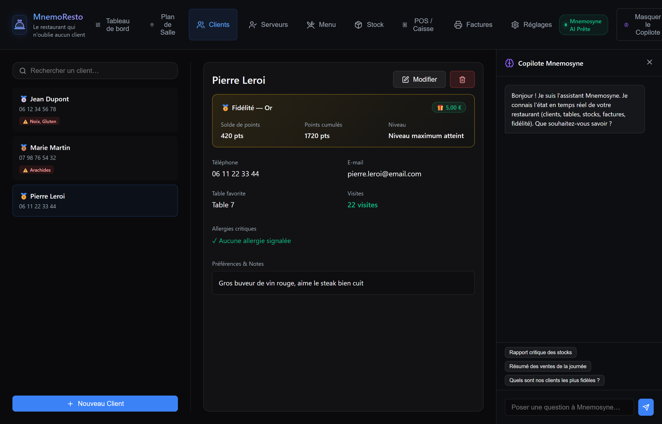 MnemoResto — CRM de clientes