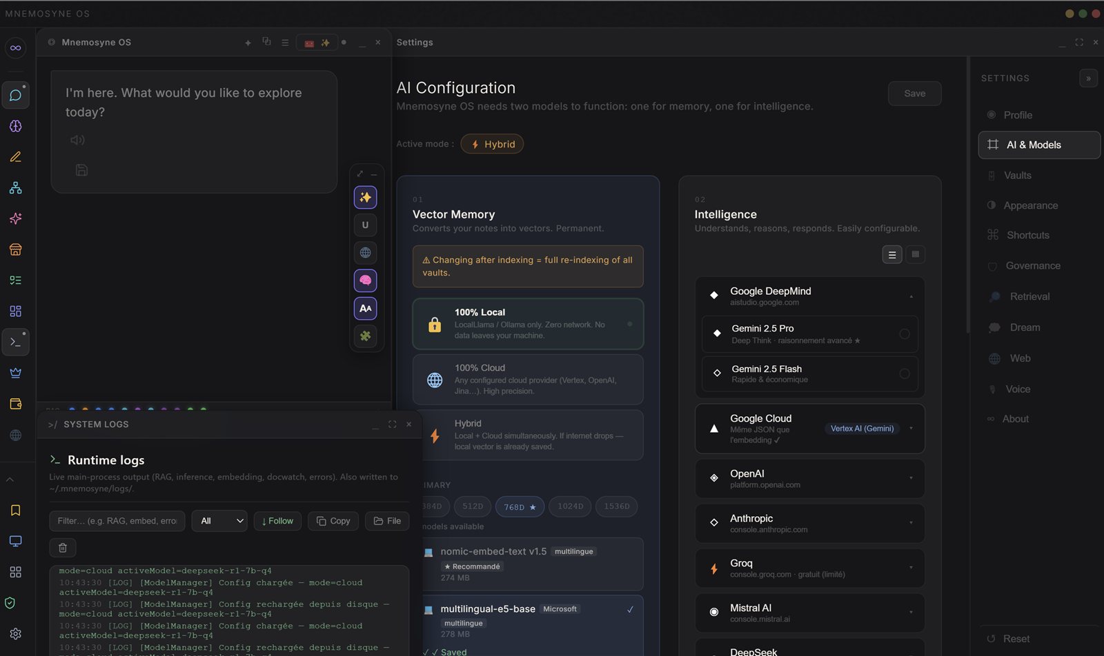 Configuración multimodelo: un modelo para la memoria, otro para la inteligencia