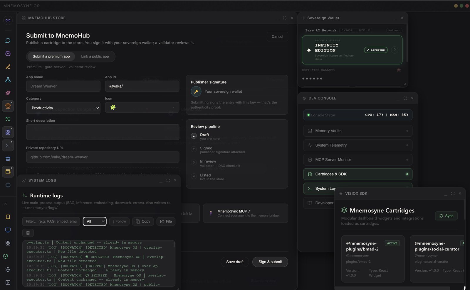 MnemoHub — construir, firmar y publicar un cartucho