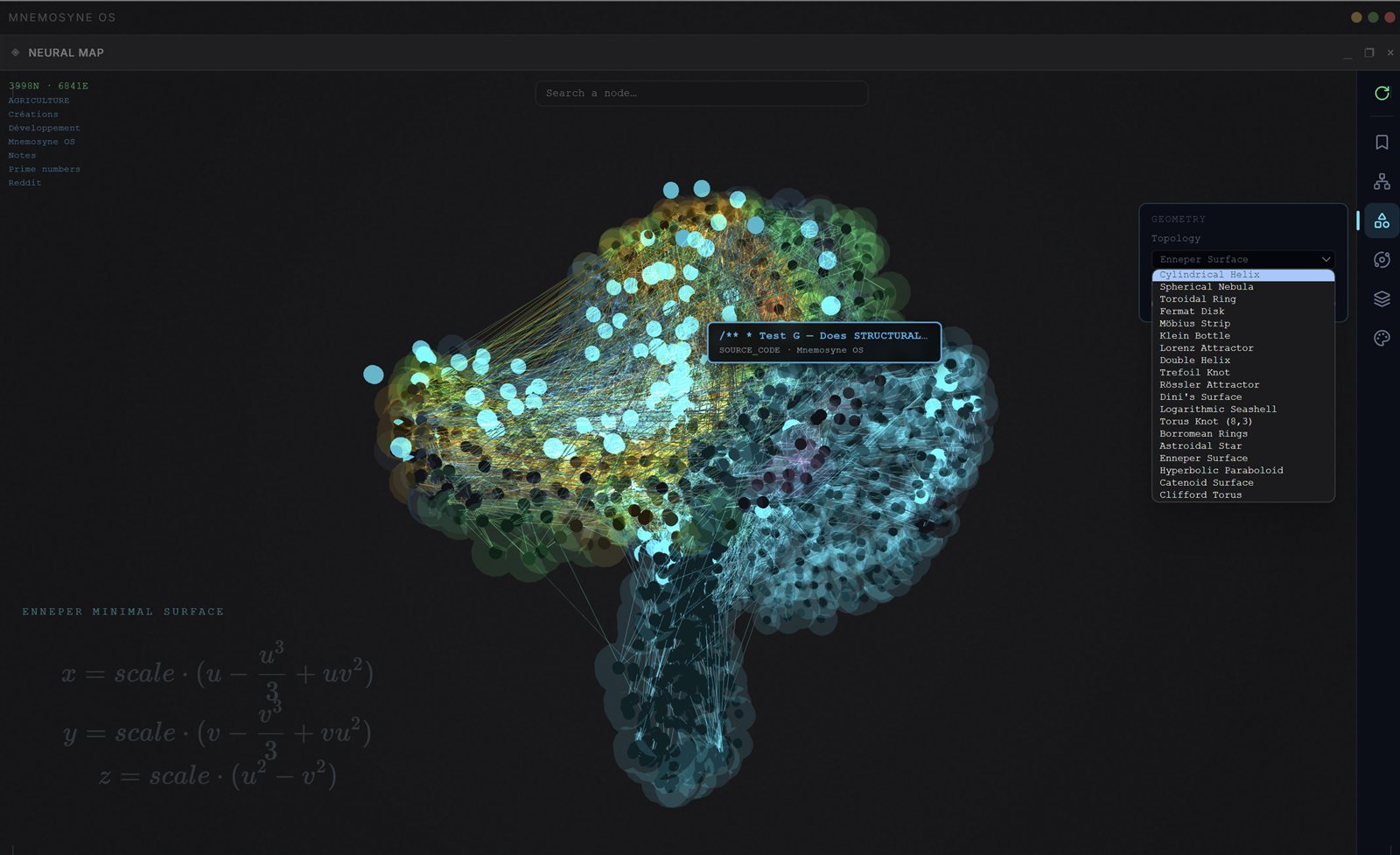 El Neural Map — el grafo de memoria representado como una topología matemática