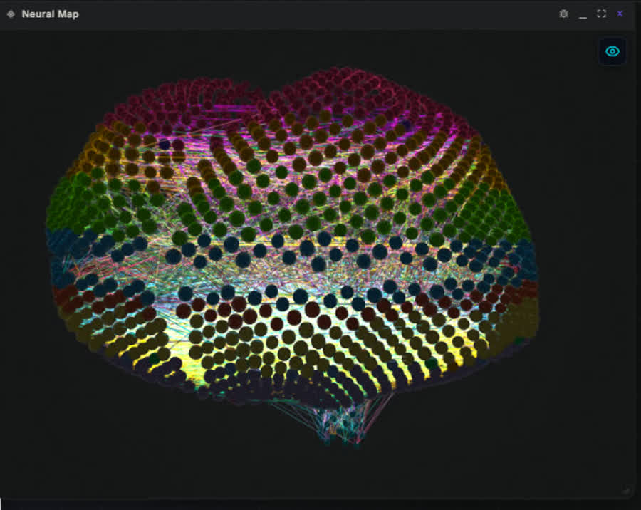 The Neural Map drawing a memory graph in its brain topology